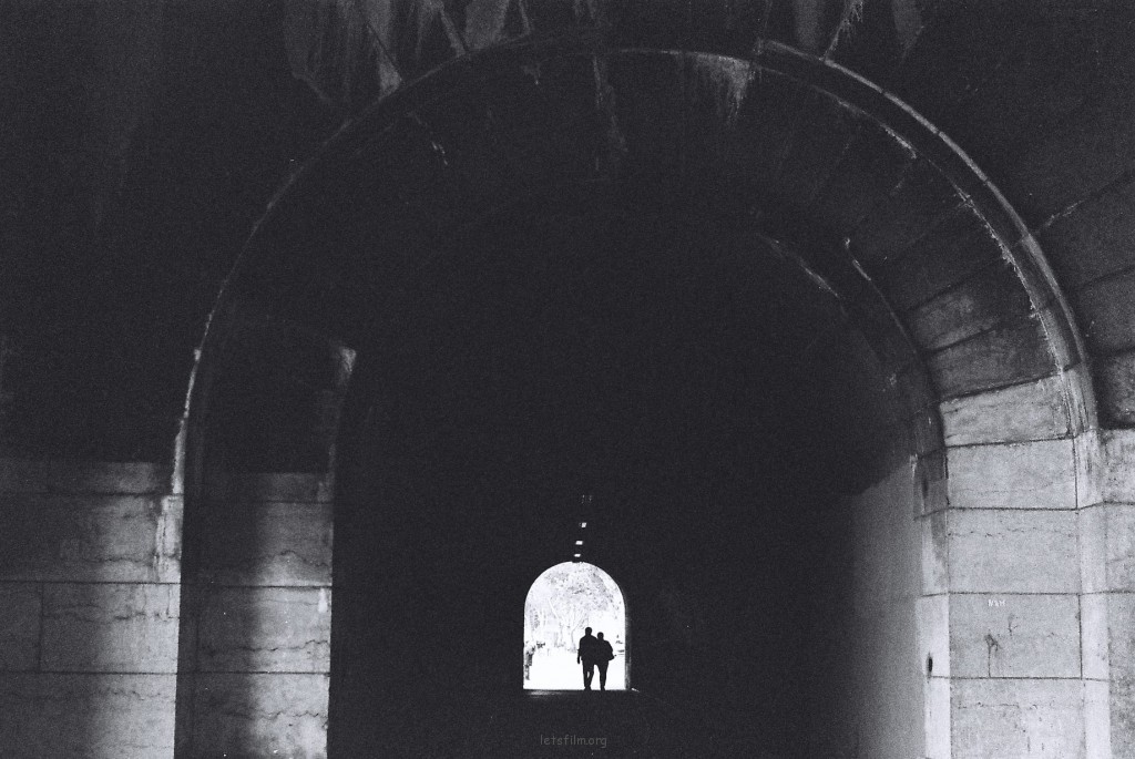Silhouette in the tunnel.
