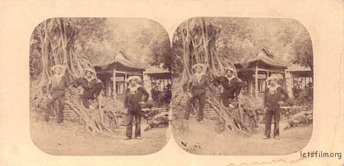广州的法国水手（立体照片），摄于1858年，Pierre Joseph Rossier，采用蛋白法银盐工艺