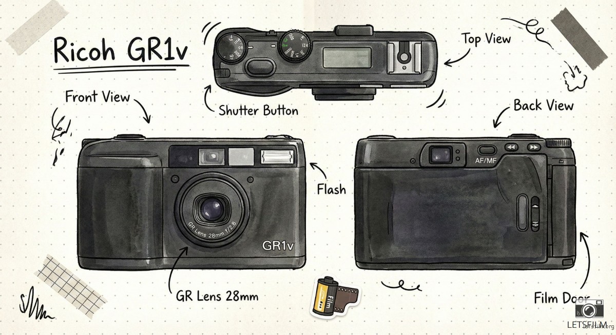 胶片摄影入门指南:关于 135 胶片相机,你需要了解的一切 | 胶片的味道 三视图 - Ricoh GR1v